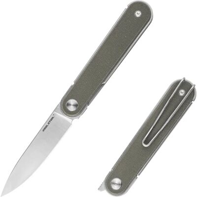 Nóż Składany Real Steel Iris Front Flipper Liner Lock Satin 12c27 Green G10 Nóż Składany Real Steel Iris Front Flipper Liner Lock Satin 12c27 Green G10