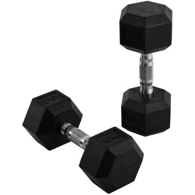 Yulinland 2 x 10 kg Sześciokątne hantle gumowe, zestaw hantli do podnoszenia ciężarów, sprzęt fitness do domowej siłowni Yulinland 2 x 10 kg Sześciokątne hantle gumowe, zestaw hantli do podnoszenia ciężarów, sprzęt fitness do domowej siłowni