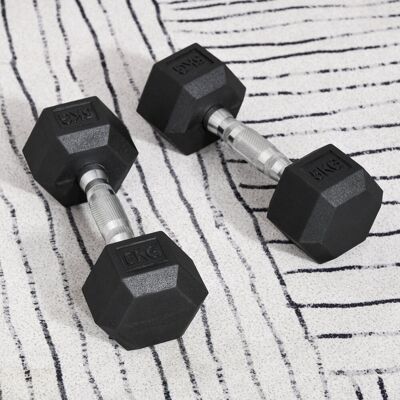Yulinland 2 x 5 kg Gumowe hantle sportowe, zestaw sześciokątnych obciążników do siłowni, fitness, podnoszenia ciężarów – do domu Yulinland 2 x 5 kg Gumowe hantle sportowe, zestaw sześciokątnych obciążników do siłowni, fitness, podnoszenia ciężarów – do domu