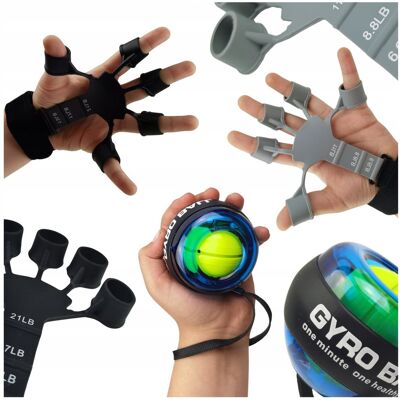 NettleTREE 3w1 Powerball Kula Żyroskopowa + 2x Finger Gripper Do Ćwiczeń Nadgarstka NettleTREE 3w1 Powerball Kula Żyroskopowa + 2x Finger Gripper Do Ćwiczeń Nadgarstka