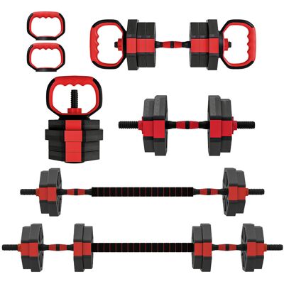 Yulinland 6-w-1 Zestaw hantli Kurzhantel, hantle regulowane, sztanga, kettlebells 15 kg – do treningu siłowego w domu Yulinland 6-w-1 Zestaw hantli Kurzhantel, hantle regulowane, sztanga, kettlebells 15 kg – do treningu siłowego w domu