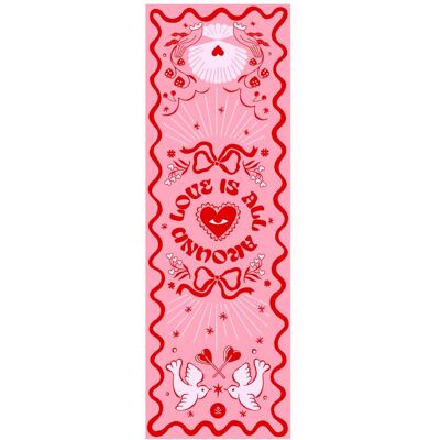 Moonholi Antypoślizgowa mata do jogi kauczukowa LOVE różowa Moonholi Antypoślizgowa mata do jogi kauczukowa LOVE różowa