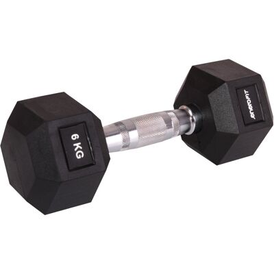 ENERO FIT, Hantla gumowa, Hex, czarny, 6 kg ENERO FIT, Hantla gumowa, Hex, czarny, 6 kg