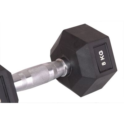 ENERO FIT, Hantla gumowa, Hex, czarny, 8 kg ENERO FIT, Hantla gumowa, Hex, czarny, 8 kg