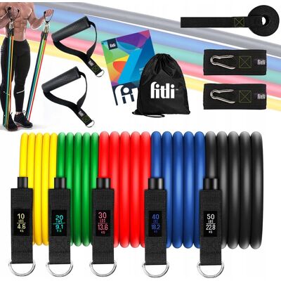 Fitli GUMY OPOROWE GUMY DO ĆWICZEŃ ZESTAW 5 GUM 4,6-68,2KG + UCHWYTY EKSPANDER Fitli GUMY OPOROWE GUMY DO ĆWICZEŃ ZESTAW 5 GUM 4,6-68,2KG + UCHWYTY EKSPANDER