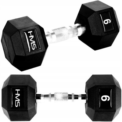 Hantla HEX 9kg Ciężarek Do Ćwiczeń Treningu Siłowego Ogumowana Hantel HMS Hantla HEX 9kg Ciężarek Do Ćwiczeń Treningu Siłowego Ogumowana Hantel HMS