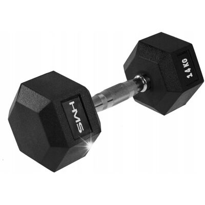 Hantla HEX Ogumowana Stalowa Treningowa Do Ćwiczeń HMS 14kg Solidna Hantla HEX Ogumowana Stalowa Treningowa Do Ćwiczeń HMS 14kg Solidna