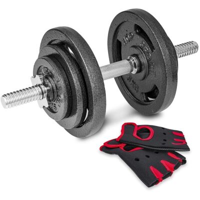 Hop-Sport Hantla żeliwna 1x20kg z rękawiczkami Hop-Sport Hantla żeliwna 1x20kg z rękawiczkami