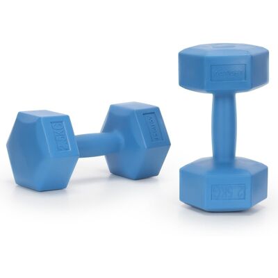 Springos Hantle 2x2,5kg Actiget hexagonalne do ćwiczeń fitness ciężarki zestaw 2 szt. niebieskie Springos Hantle 2x2,5kg Actiget hexagonalne do ćwiczeń fitness ciężarki zestaw 2 szt. niebieskie