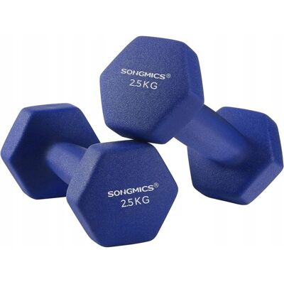 songmics Hantle 2x2,5kg Neoprenowe Niebieskie Hex Antyposlizg songmics Hantle 2x2,5kg Neoprenowe Niebieskie Hex Antyposlizg