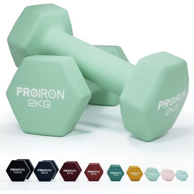 PROIRON Hantle neoprenowe Hex – 2×2 kg jasnoszare PROIRON Hantle neoprenowe Hex – 2×2 kg jasnoszare