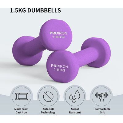 Hantle powlekane/gumowane Proiron 2x 1,5 kg Hantle powlekane/gumowane Proiron 2x 1,5 kg