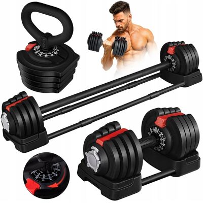 VELACO HANTLE REGULOWANE Z PODSTAWKĄ KETTLEBELL SZTANGA GRYF ZESTAW 19 KG VELACO HANTLE REGULOWANE Z PODSTAWKĄ KETTLEBELL SZTANGA GRYF ZESTAW 19 KG