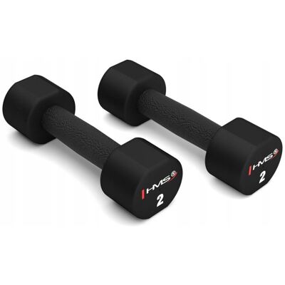 Hantle Treningowe Do Ćwiczeń Zestaw 2x2kg HMS Czarne Fitness do Domu Hantle Treningowe Do Ćwiczeń Zestaw 2x2kg HMS Czarne Fitness do Domu