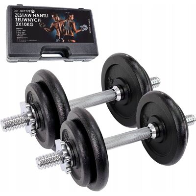 BE-ACTIVE.PL HANTLE ŻELIWNE 2x10KG REGULOWANE ZESTAW HANTLI GRYF RYFLOWANY WALIZCE 20KG BE-ACTIVE.PL HANTLE ŻELIWNE 2x10KG REGULOWANE ZESTAW HANTLI GRYF RYFLOWANY WALIZCE 20KG