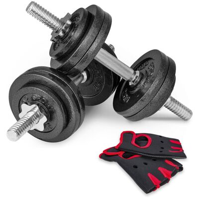 Hop-Sport Hantle żeliwne 2x15 kg z rękawiczkami Hop-Sport Hantle żeliwne 2x15 kg z rękawiczkami