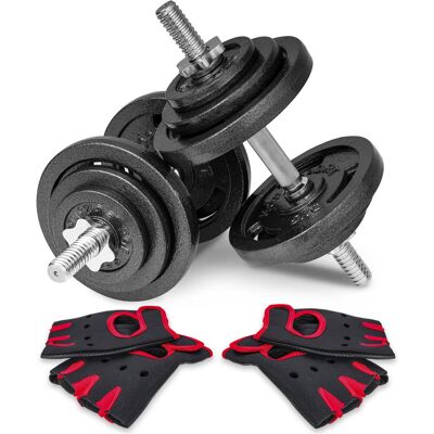 Hop-Sport Hantle żeliwne 2x20kg z rękawiczkami Hop-Sport Hantle żeliwne 2x20kg z rękawiczkami