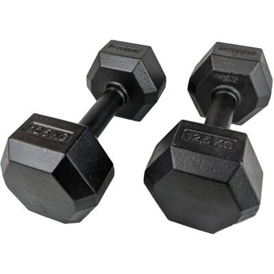 Hantle żeliwne HEX hexagonalne KAWMET 2x12,5 kg Hantle żeliwne HEX hexagonalne KAWMET 2x12,5 kg