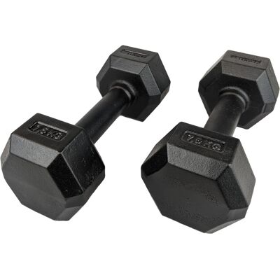 Hantle żeliwne HEX hexagonalne KAWMET 2x7,5 kg Hantle żeliwne HEX hexagonalne KAWMET 2x7,5 kg