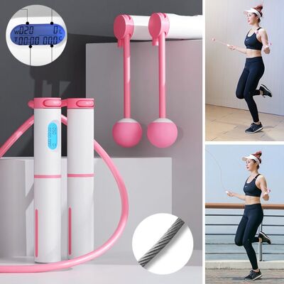 HEDO, Profesjonalna skakanka Crossfit z elektronicznym licznikiem LCD, różowo-biała HEDO, Profesjonalna skakanka Crossfit z elektronicznym licznikiem LCD, różowo-biała