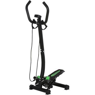 HOMCOM Stepper Sidestepper z uchwytem Trenażer domowy Taśmy treningowe Wyświetlacz LCD Stalowy Czarny + Zielony HOMCOM Stepper Sidestepper z uchwytem Trenażer domowy Taśmy treningowe Wyświetlacz LCD Stalowy Czarny + Zielony