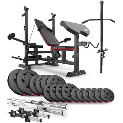 Hop-Sport - HS-1075 - Regulowana ławka - Zestaw 57,5 kg obciążeń - Weight set Hop-Sport - HS-1075 - Regulowana ławka - Zestaw 57,5 kg obciążeń - Weight set