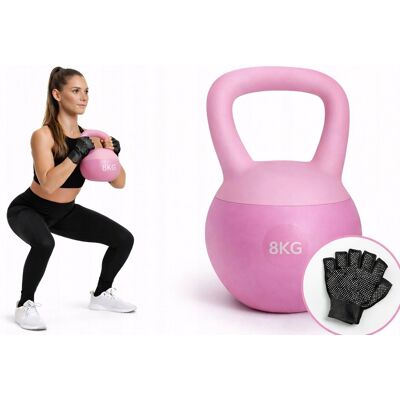 Inny producent KETTLEBELL 8 kg miękki ketle kula hantla FITNESS trening w domu róż rękawiczki Inny producent KETTLEBELL 8 kg miękki ketle kula hantla FITNESS trening w domu róż rękawiczki