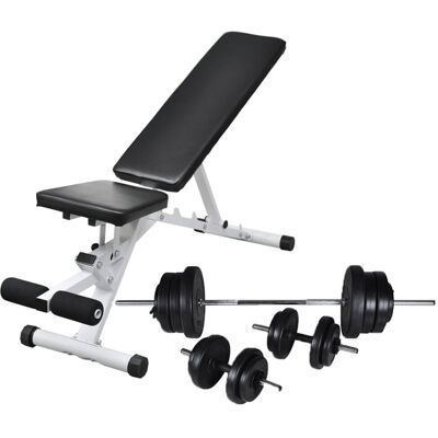 VMP Ławka do ćwiczeń ze sztangą i zestawem hantli, 60,5 kg VMP Ławka do ćwiczeń ze sztangą i zestawem hantli, 60,5 kg