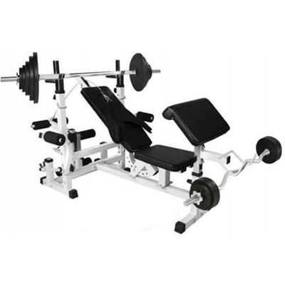 Gorilla Sports Ławka do wyciskania 6w1 biała + 2 sztangi winylowe regulowane (zestaw 130 kg 30mm) Gorilla Sports Ławka do wyciskania 6w1 biała + 2 sztangi winylowe regulowane (zestaw 130 kg 30mm)