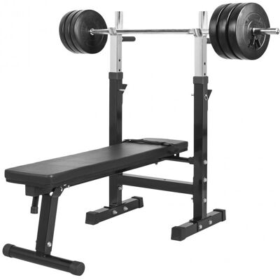 Czarna ławka treningowa Gorilla Sports - Zestaw 37kg Czarna ławka treningowa Gorilla Sports - Zestaw 37kg