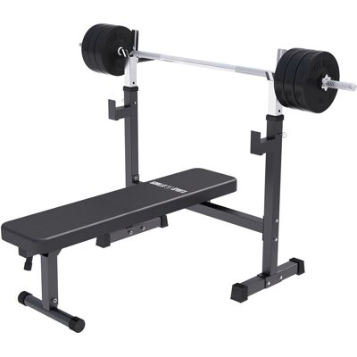 Gorilla Sports Ławka szeroka pod sztangę 3w1 zestaw bitumiczny 40 kg, sztanga Gorilla Sports Ławka szeroka pod sztangę 3w1 zestaw bitumiczny 40 kg, sztanga