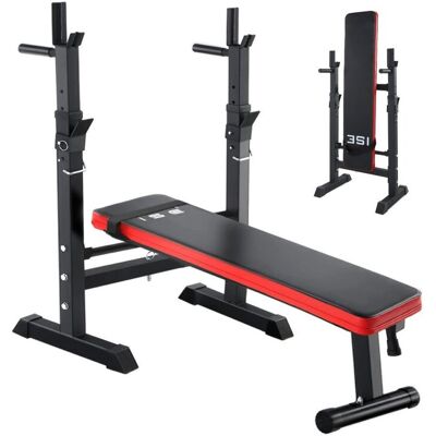 ISE Fitness Ławka Treningowa ISE Do Ćwiczeń Ze Stojakami Regulowana Uchwyty Do Dipów ISE Fitness Ławka Treningowa ISE Do Ćwiczeń Ze Stojakami Regulowana Uchwyty Do Dipów