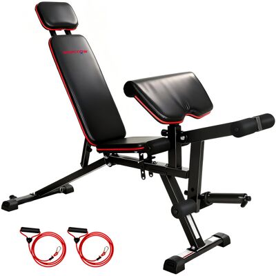 Ławka treningowa SPORTNOW z regulacją do 300 kg, 3 w 1 z kółkami, wysuwanymi nogami, podkładką do ćwiczeń zginania, długim zagłówkiem, ławka skośna .. Ławka treningowa SPORTNOW z regulacją do 300 kg, 3 w 1 z kółkami, wysuwanymi nogami, podkładką do ćwiczeń zginania, długim zagłówkiem, ławka skośna ..