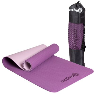 Mata Activeu do jogi i ćwiczeń fitness, gruba, miękka pianka TPE, fioletowa Mata Activeu do jogi i ćwiczeń fitness, gruba, miękka pianka TPE, fioletowa