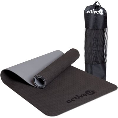 Mata Activeu do jogi i ćwiczeń fitness, gruba, miękka pianka TPE, grafitowa Mata Activeu do jogi i ćwiczeń fitness, gruba, miękka pianka TPE, grafitowa