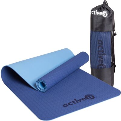Mata Activeu do jogi i ćwiczeń fitness, gruba, miękka pianka TPE, niebieska Mata Activeu do jogi i ćwiczeń fitness, gruba, miękka pianka TPE, niebieska
