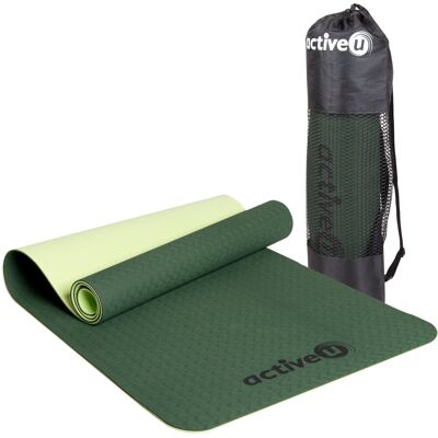 Mata Activeu do jogi i ćwiczeń fitness, gruba, miękka pianka TPE, zielona Mata Activeu do jogi i ćwiczeń fitness, gruba, miękka pianka TPE, zielona