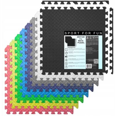 SPORT FOR FUN Mata do ćwiczeń pod sprzęt do siłowni domu 6szt puzzle ochronne 60 x 60 cm SPORT FOR FUN Mata do ćwiczeń pod sprzęt do siłowni domu 6szt puzzle ochronne 60 x 60 cm