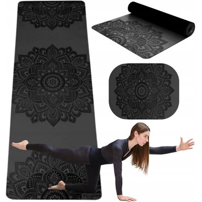 Mata do jogi Yoga Design Lab 5 mm - Mandala Charcoal + pasek do tranportu Mata do jogi Yoga Design Lab 5 mm - Mandala Charcoal + pasek do tranportu