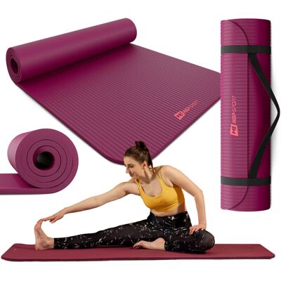 Hop-Sport Mata fitness NBR 1,5cm - amarantowa - 190x60cm Hop-Sport Mata fitness NBR 1,5cm - amarantowa - 190x60cm