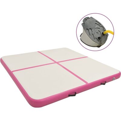 vidaXL Nadmuchiwana mata gimnastyczna z pompką - 200x200x15cm - Różowa vidaXL Nadmuchiwana mata gimnastyczna z pompką - 200x200x15cm - Różowa
