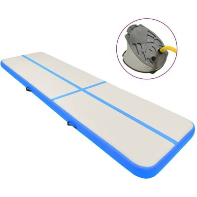 vidaXL Mata gimnastyczna z pompką, 600x100x15 cm, PVC, niebieska vidaXL Mata gimnastyczna z pompką, 600x100x15 cm, PVC, niebieska