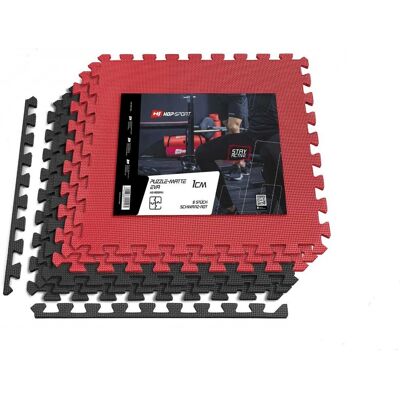 Hop-Sport Mata puzzle EVA 1cm czarno/czerwona - 6 sztuk Hop-Sport Mata puzzle EVA 1cm czarno/czerwona - 6 sztuk