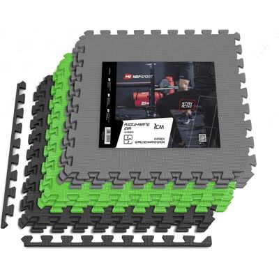 Hop-Sport Mata puzzle EVA 1cm czarno/szaro/zielona - 9 sztuk Hop-Sport Mata puzzle EVA 1cm czarno/szaro/zielona - 9 sztuk