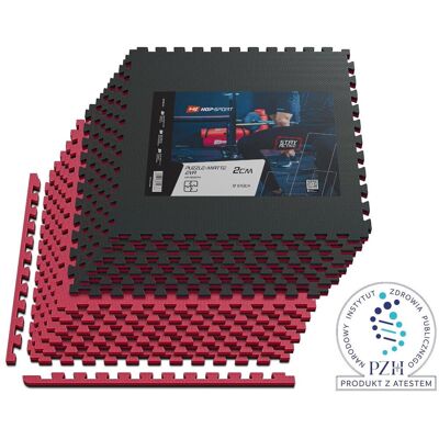 Hop-Sport Mata Puzzle Eva 2Cm Czarno/Czerwona -12 Sztuk Hop-Sport Mata Puzzle Eva 2Cm Czarno/Czerwona -12 Sztuk