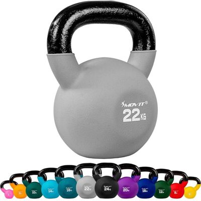 Kettlebell Movit 22kg - Żeliwo, Neopren, Płaska Podstawa - Siła i Eksplozja Kettlebell Movit 22kg - Żeliwo, Neopren, Płaska Podstawa - Siła i Eksplozja