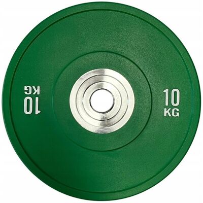 FITBERG Obciążenie olimpijskie 10 KG bumper PRO 10 KG zielony WZMOCNIONY FITBERG Obciążenie olimpijskie 10 KG bumper PRO 10 KG zielony WZMOCNIONY