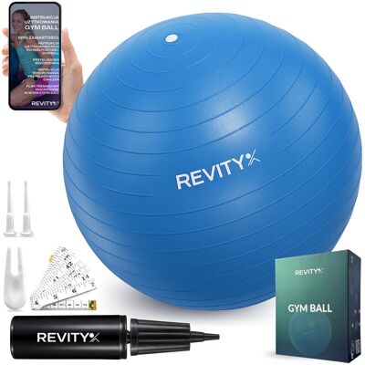 PIŁKA GIMNASTYCZNA FITNESS REHABILITACYJNA GYM BALL /REVITY/ 55-75CM 1300G +E-BOOK PDF PIŁKA GIMNASTYCZNA FITNESS REHABILITACYJNA GYM BALL /REVITY/ 55-75CM 1300G +E-BOOK PDF