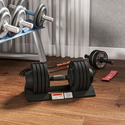 Yulinland Regulowany zestaw hantli, 4-w-1 zestaw obciążeń z tacką do przechowywania, antypoślizgowy uchwyt, 6kg, 11kg, 16kg, 20kg Yulinland Regulowany zestaw hantli, 4-w-1 zestaw obciążeń z tacką do przechowywania, antypoślizgowy uchwyt, 6kg, 11kg, 16kg, 20kg