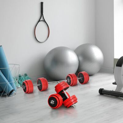 Yulinland Regulowany zestaw hantli i sztangi 2-w-1 30 kg – talerze, pręt, zaciski, obciążniki – Domowa siłownia, trening siłowy, fitness Yulinland Regulowany zestaw hantli i sztangi 2-w-1 30 kg – talerze, pręt, zaciski, obciążniki – Domowa siłownia, trening siłowy, fitness